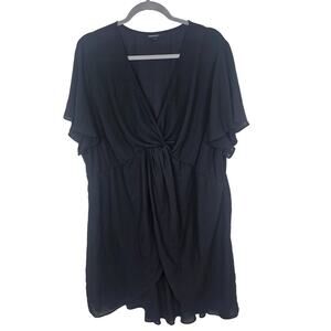 Torrid Top Sheer Top Twist Front Top Hi Low Top Short Sleeve Blouse 3X Black